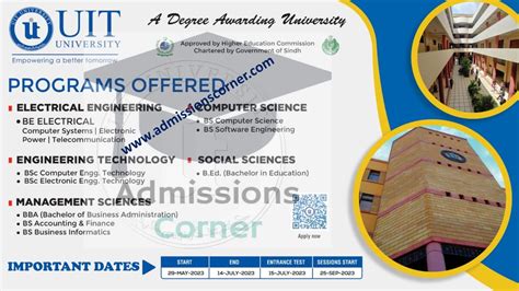 UIT University Karachi Admissions Fall 2023 - Admissions Corner