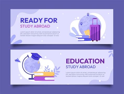 Free Vector | Study abroad horizontal banner template