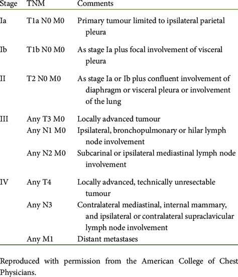 TNM staging according to the International Mesothelioma Interest Group... | Download Table