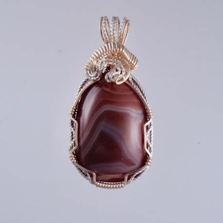 white/maroon striped Lake Superior Agate pendant-hand crafted jewelry