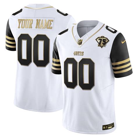 San Francisco 49Ers White Black Sleeves Custom Jersey – All Stitched ...