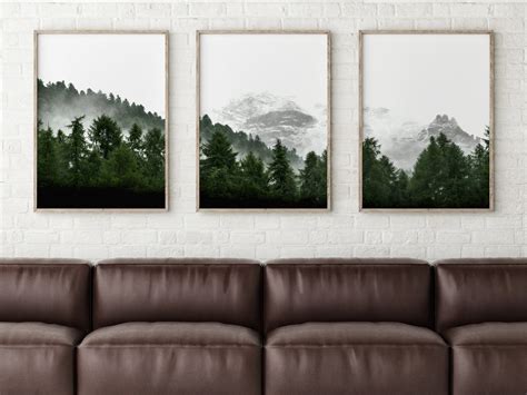 3 Piece Wall Art Forest Wall Art Misty Forest Print Set Of | Etsy