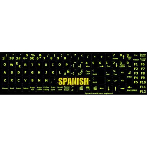 Spanish glowing keyboard stickers