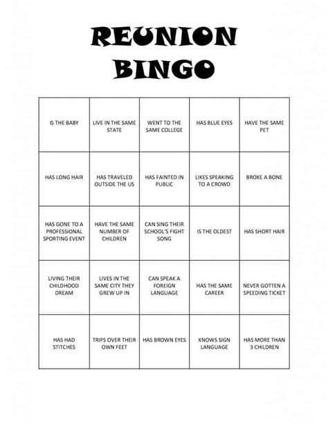 Reunion Bingo {FREE Printable} - Tastefully Frugal