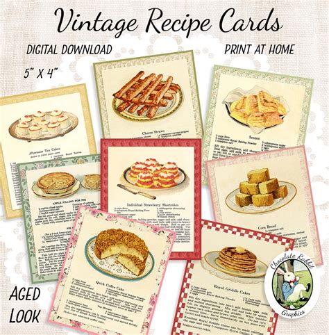 Vintage Recipe Cards Printable Country Recipes Digital | Etsy