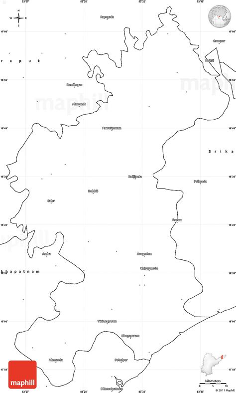 Blank Simple Map of Vizianagaram