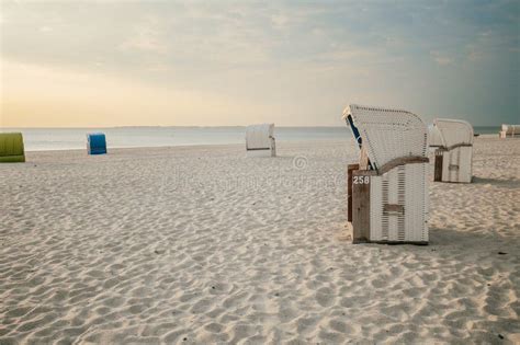 Beach Cabins on White Sand. Vacation on the North Sea. Beaches of the Frisian Islands in Germany ...