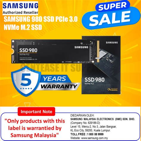 SAMSUNG 980 SSD PCIe 3.0 NVMe M.2 SSD 250GB/500GB/1TB (2280) | Lazada