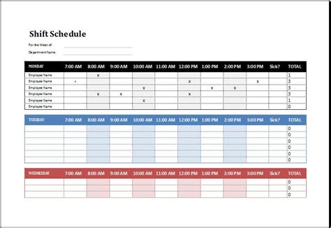 Employee Shift Schedule Template for Excel | Excel Templates