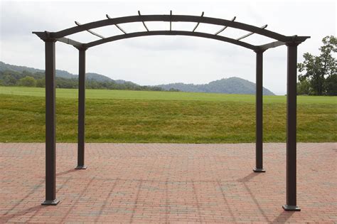 Garden Oasis 8' x 10' Arched Steel Pergola w/ Open Roof - Dark Brown ...