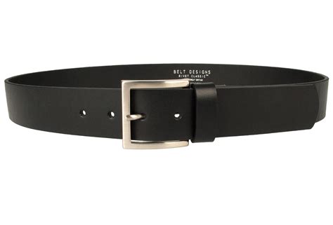 Mens Black Leather Jeans Belt 4cm Wide - Belt Designs