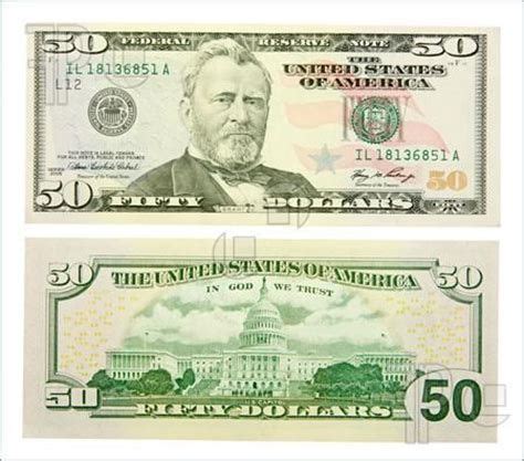 50 Dollar Bill Front And Back Actual Size