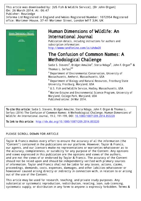 (PDF) Human Dimensions of Wildlife: An International Journal The Confusion of Common Names: A ...