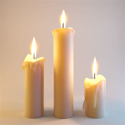 Three melted candles 3D model | CGTrader