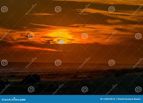 Golden Sunset on the Beach with the Sun Over the Beach Stock Photo - Image of cloud, beautiful ...