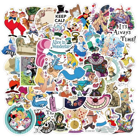 Buy 50 Cartoon Alice in Wonderland Stickers Waterproof Stickers Vinyl Sticker Clings Water ...