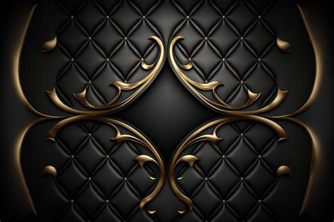 Premium Photo | Black leather background with gold accents