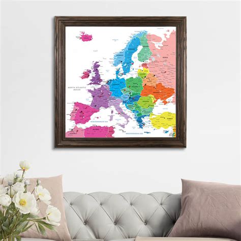 Europe Push Pin Map | European Travel Map with Pins | Rainbow Map ...