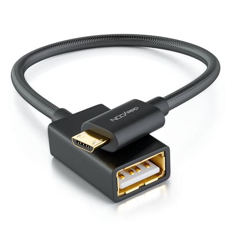 deleyCON USB 2.0 OTG Adapter Kabel Nylon + Metallstecker / Micro USB ...