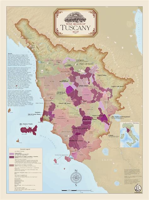 Tuscany Wine Region Map