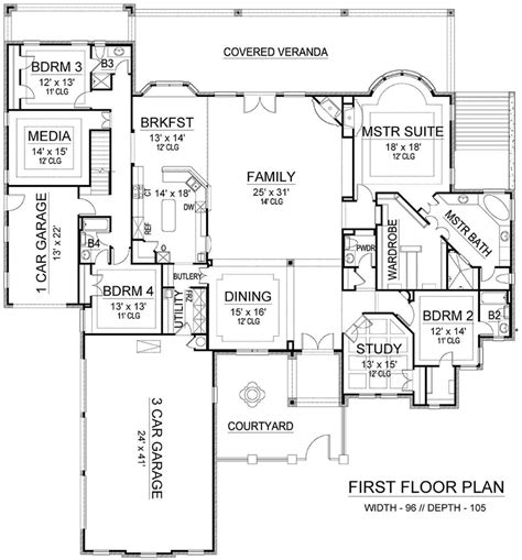 European Plan: 7,868 Square Feet, 5 Bedrooms, 5.5 Bathrooms - 5445-00282 House Layout Plans ...