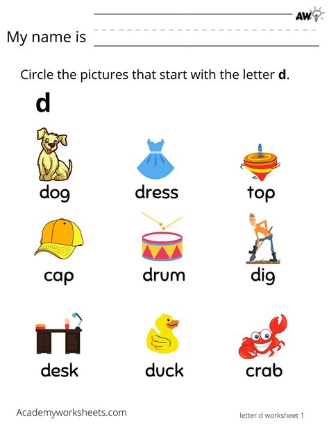 Letter D Activity Sheet