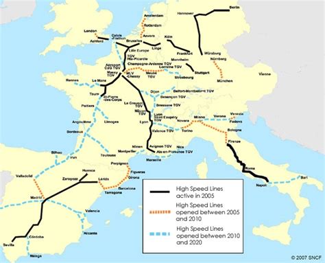 Europe International & high speed train rail maps