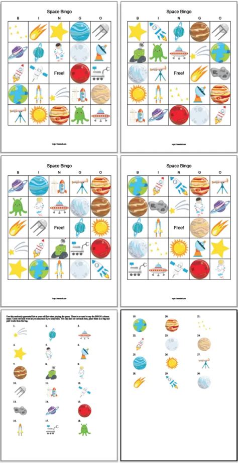 Outer Space Bingo Free Printable Outer Space Game For - vrogue.co