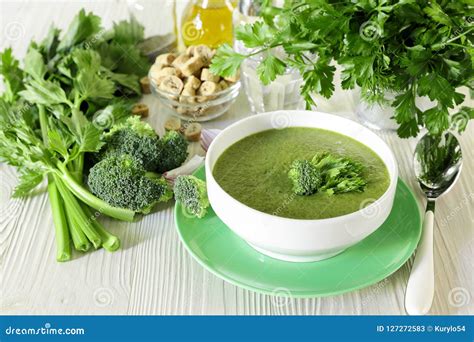 Healthy Soup Puree of Broccoli and Celery. Stock Image - Image of delicious, fresh: 127272583