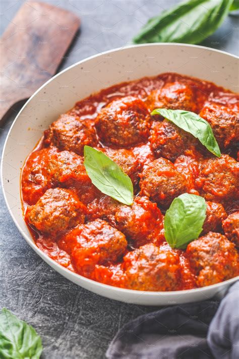 Tasty beef meatballs in tomato sauce | High-Quality Food Images ...