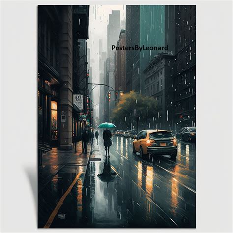 New York City on a Rainy Day Poster - Etsy