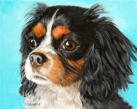 Tricolored Cavalier King Charles Spaniel Painting by Dottie Dracos