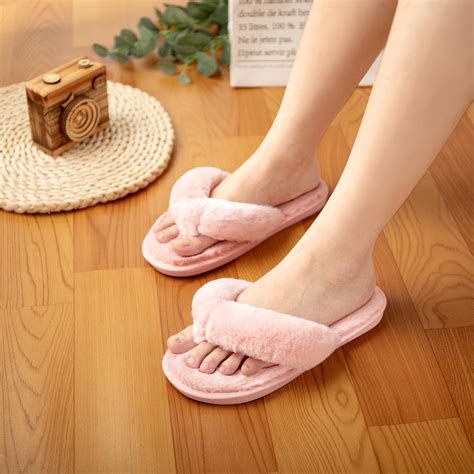 BAG WIZARD - Women's Home Slippers Plush Flip-Flops Cozy Memory Foam Spa Plush Bedroom Slippers ...