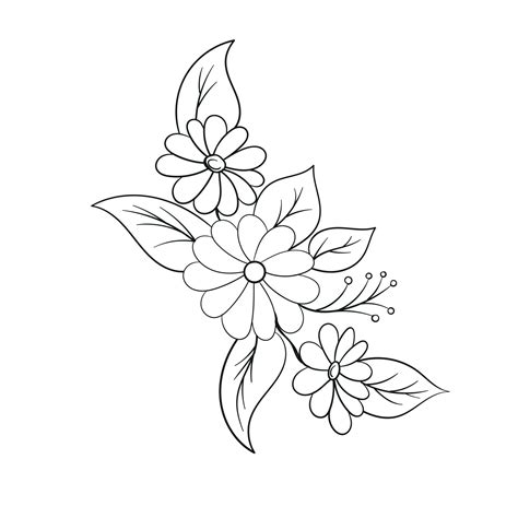 Hand Drawing Flower Vector Outline Illustration 23977390 Vector Art at ...