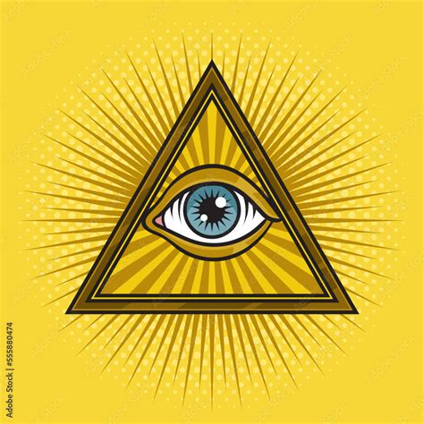 Eye of God Providence tattoo masonic symbol pinup pop art retro vector illustration. Comic book ...