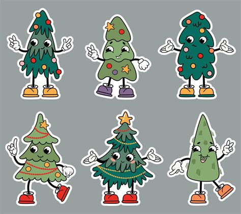 Kawaii Christmas Tree stickers set. 29695684 Vector Art at Vecteezy