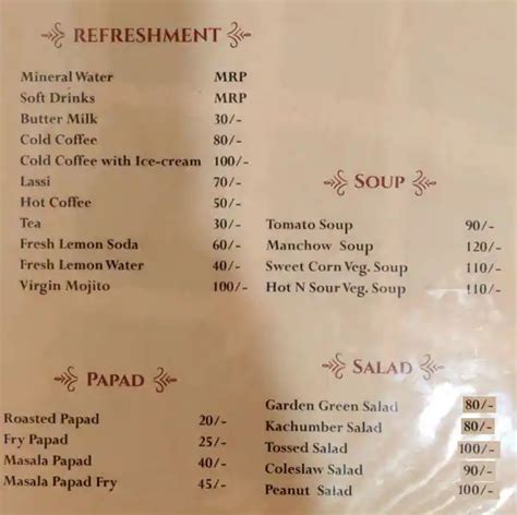 Menu at Raj Darbar Restaurant, Udaipur