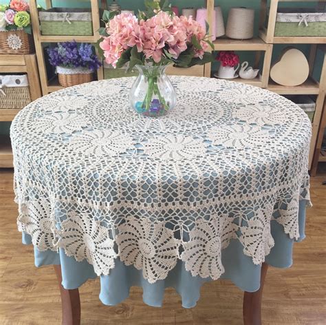 Handmade Crocheted Vintage Round Tablecloth Crochet Lace Tablecloth ...