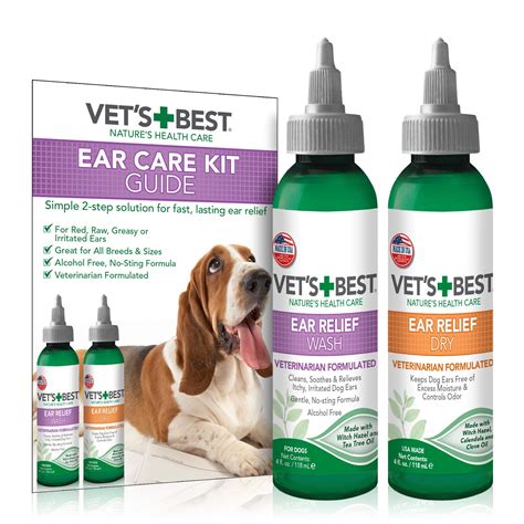 Vet's Best Dog Ear Cleaner Kit | Multi-Symptom Ear Relief | Wash & Dry Treatment | Alcohol-Free ...