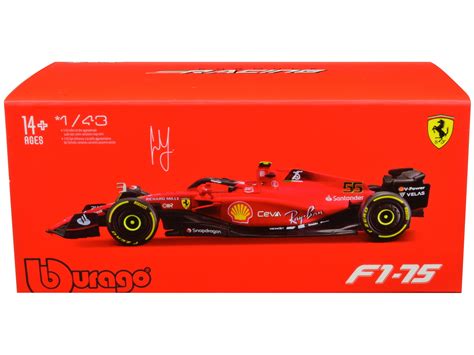 Diecast Ferrari F1-75 #55 Carlos Sainz "Ferrari Racing" Formula One F1 World Championship (2022 ...