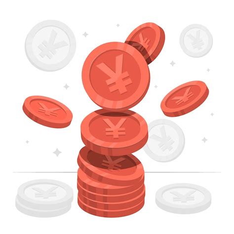 Premium Vector | Yen coins concept illustration