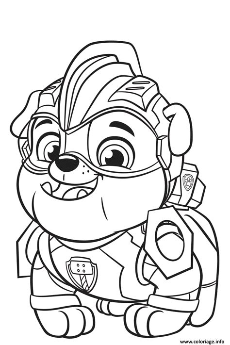 Coloriage super patrouille Mighty Pups Rubble - JeColorie.com