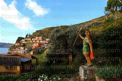 Magical Andes Photography | Statue of Inca Manco Capac at port below Yumani, Sun Island, Lake ...