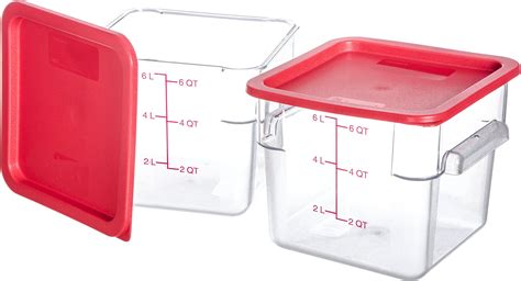 Carlisle 10722207 Plastic Square Food Storage Container With Lids 6 QuartsÂ Clear Set of 2 ...