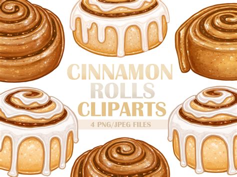 Cinnamon Rolls Clipart Digital Illustrations PNG - Etsy