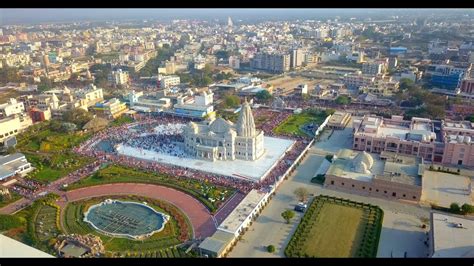 Prem Mandir Vrindavan aerial view during Holi - YouTube