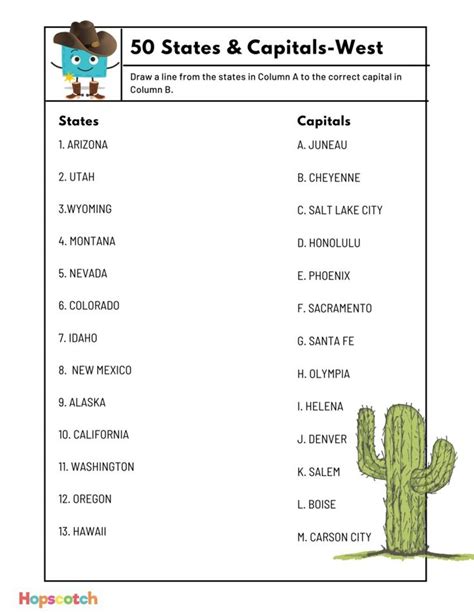 50 States & Capitals Worksheets — Hopscotch in 2024 | States and ...