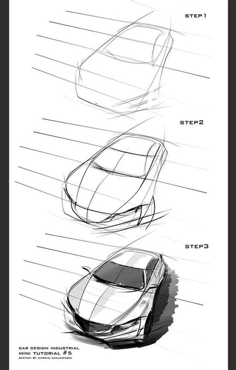 sketches of cars - step by step | Sky Rye Design