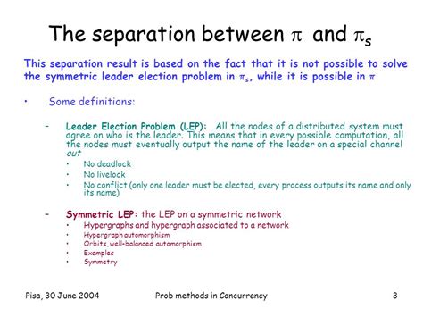 Probabilistic Methods in Concurrency Lecture 3 The pi-calculus hierarchy: separation results ...