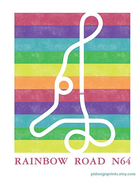 Rainbow Road Track Map Poster 11x14 Kart Map Print Video - Etsy ...